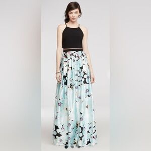 BETSY AND ADAM
Illusion Two Piece Halter Prom Dress